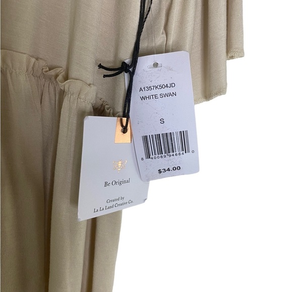 Originality Babydoll Flowy Cream Top Short Sleeve Ruffle Women Small HSH NEW - Picture 4 of 7